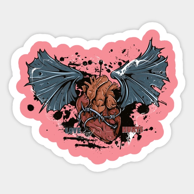 Heart With Demon Wings Design Sticker by Go-Buzz